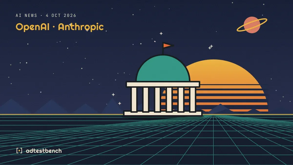 Retro-futurist illustration: a striped sunset over a grid horizon under a starry sky, with a parliament dome standing on the horizon.