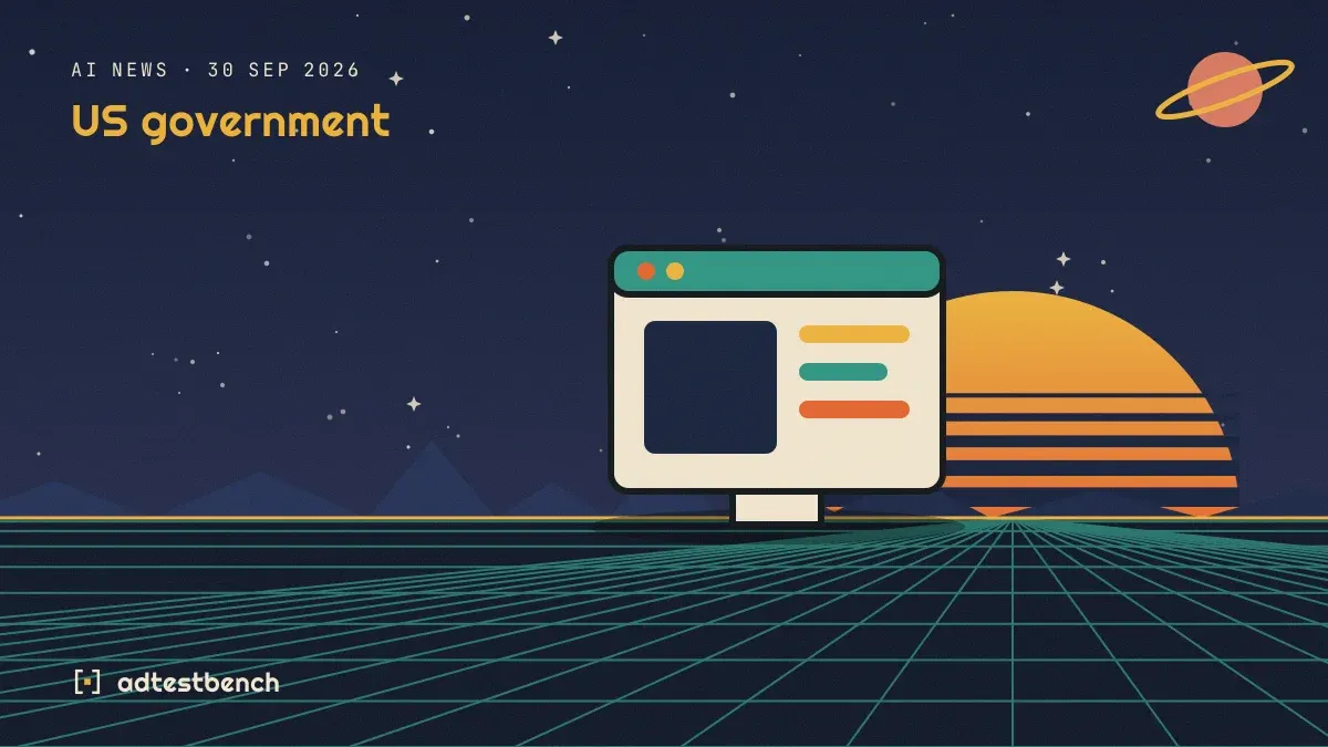 Retro-futurist illustration: a striped sunset over a grid horizon under a starry sky, with a software window standing on the horizon.