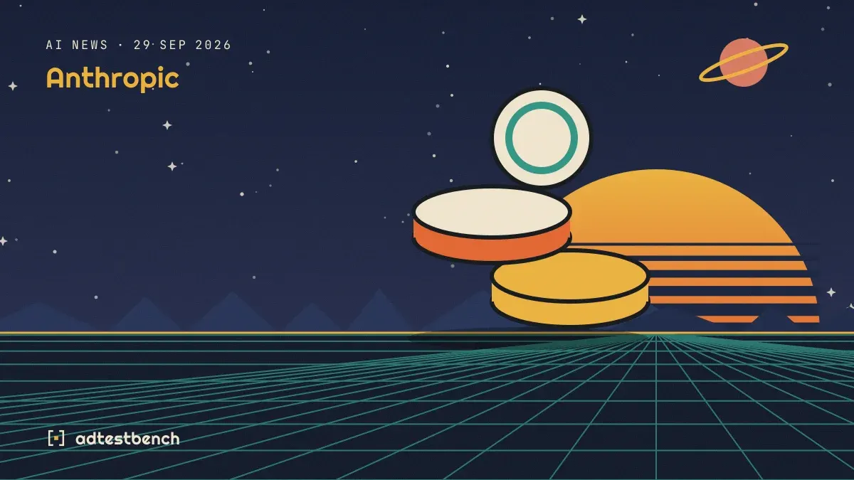 Retro-futurist illustration: a striped sunset over a grid horizon under a starry sky, with stacked coins standing on the horizon.