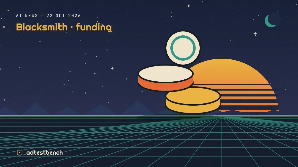 Retro-futurist illustration: a striped sunset over a grid horizon under a starry sky, with stacked coins standing on the horizon.