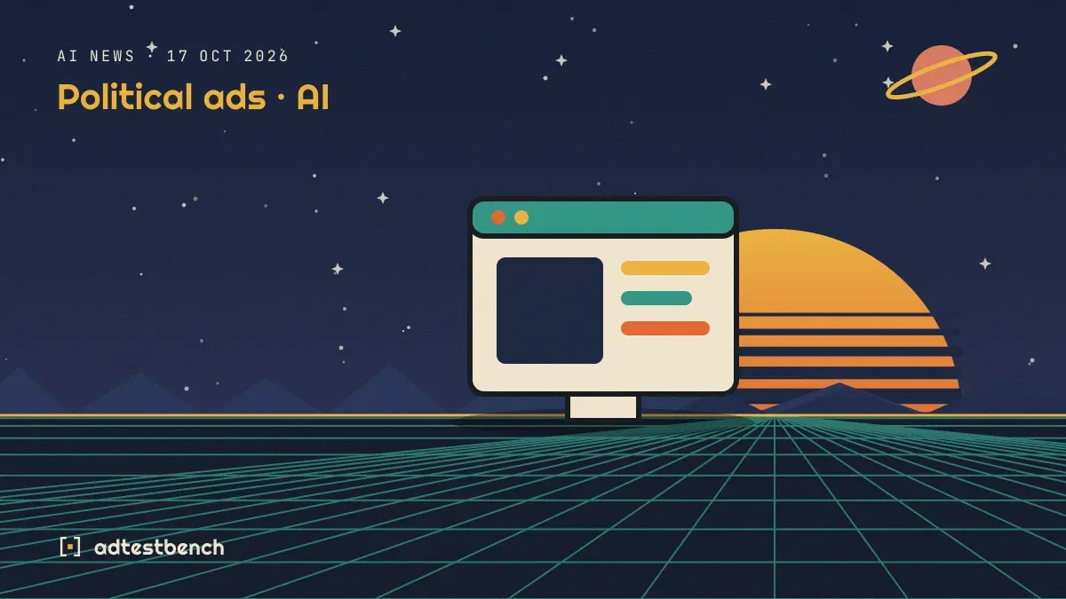Retro-futurist illustration: a striped sunset over a grid horizon under a starry sky, with a window motif standing on the horizon.