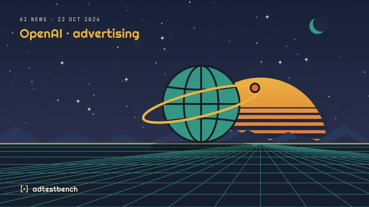 Retro-futurist illustration: a striped sunset over a grid horizon under a starry sky, with a ringed globe standing on the horizon.