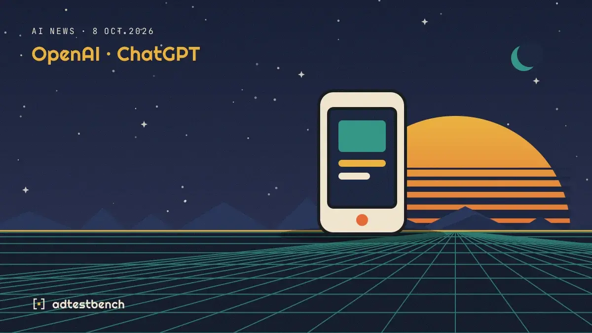 Retro-futurist illustration: a striped sunset over a grid horizon under a starry sky, with a phone standing on the horizon.