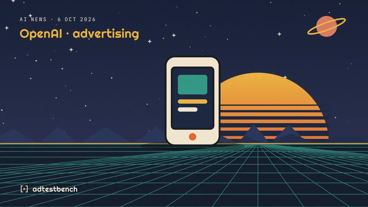 Retro-futurist illustration: a striped sunset over a grid horizon under a starry sky, with a phone standing on the horizon.