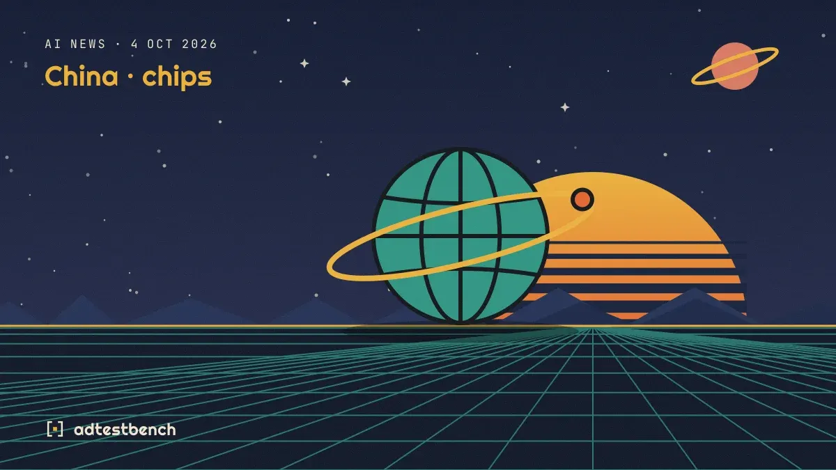 Retro-futurist illustration: a striped sunset over a grid horizon under a starry sky, with a ringed globe standing on the horizon.