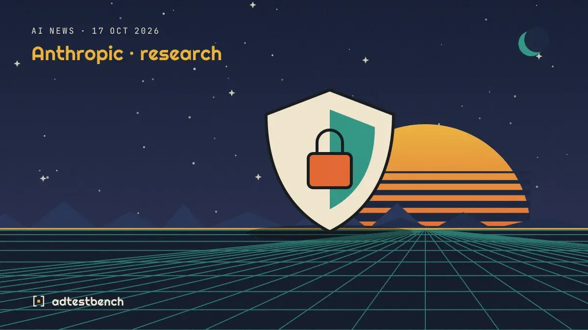 Retro-futurist illustration: a striped sunset over a grid horizon under a starry sky, with a shield motif standing on the horizon.