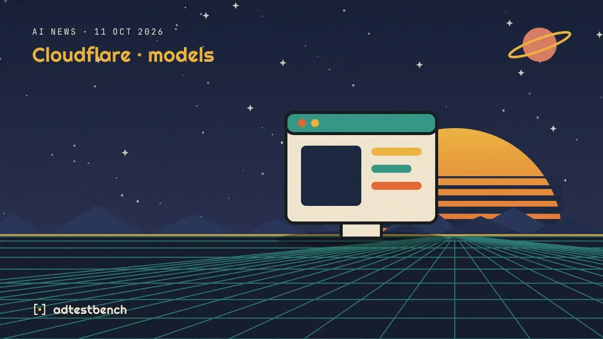 Retro-futurist illustration: a striped sunset over a grid horizon under a starry sky, with a software window standing on the horizon.