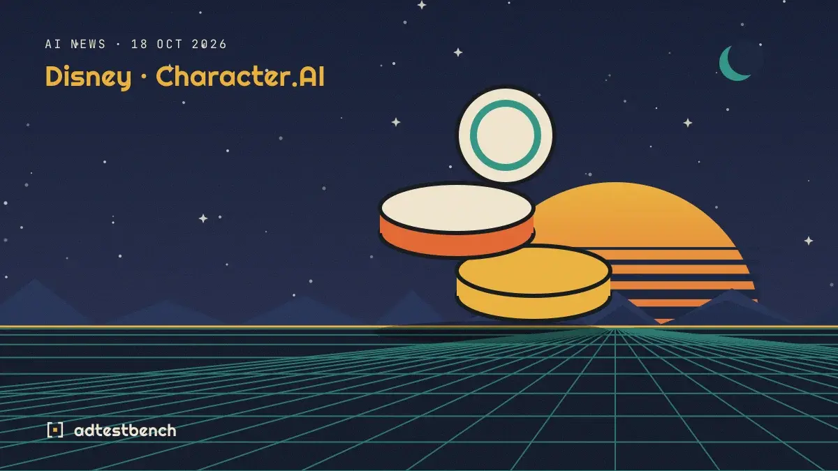 Retro-futurist illustration: a striped sunset over a grid horizon under a starry sky, with a coin motif standing on the horizon.