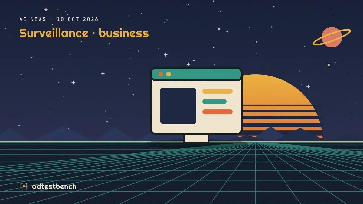 Retro-futurist illustration: a striped sunset over a grid horizon under a starry sky, with a picture window standing on the horizon.