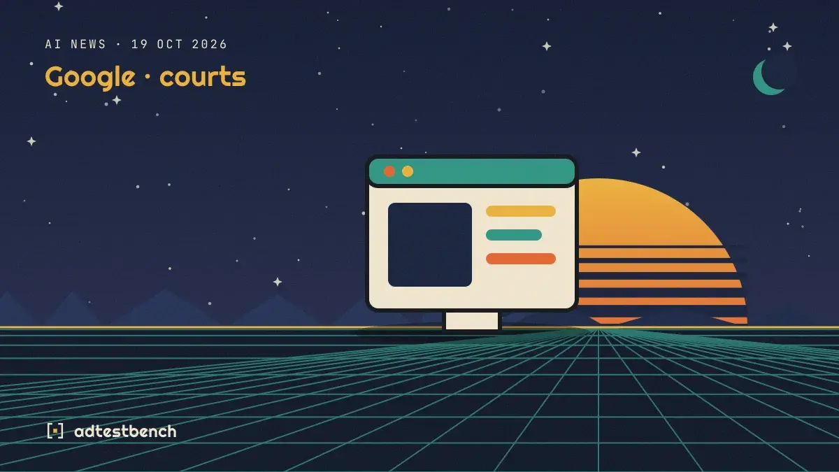 Retro-futurist illustration: a striped sunset over a grid horizon under a starry sky, with a window motif standing on the horizon.