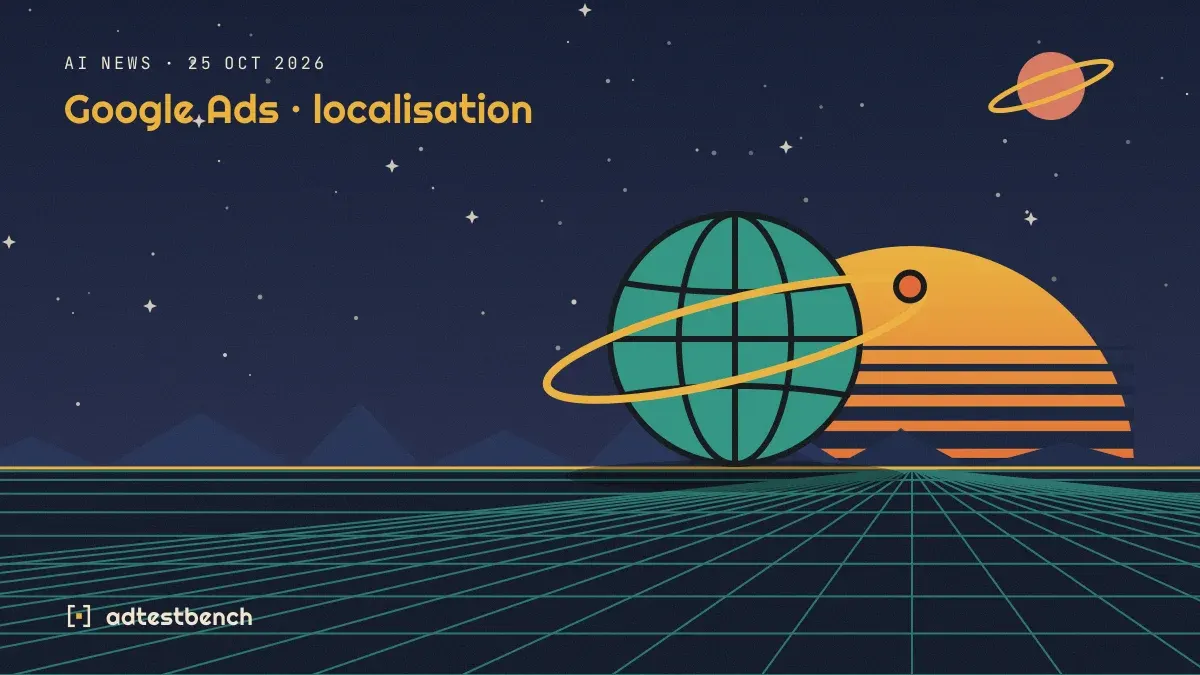 Retro-futurist illustration: a striped sunset over a grid horizon under a starry sky, with a ringed globe standing on the horizon.