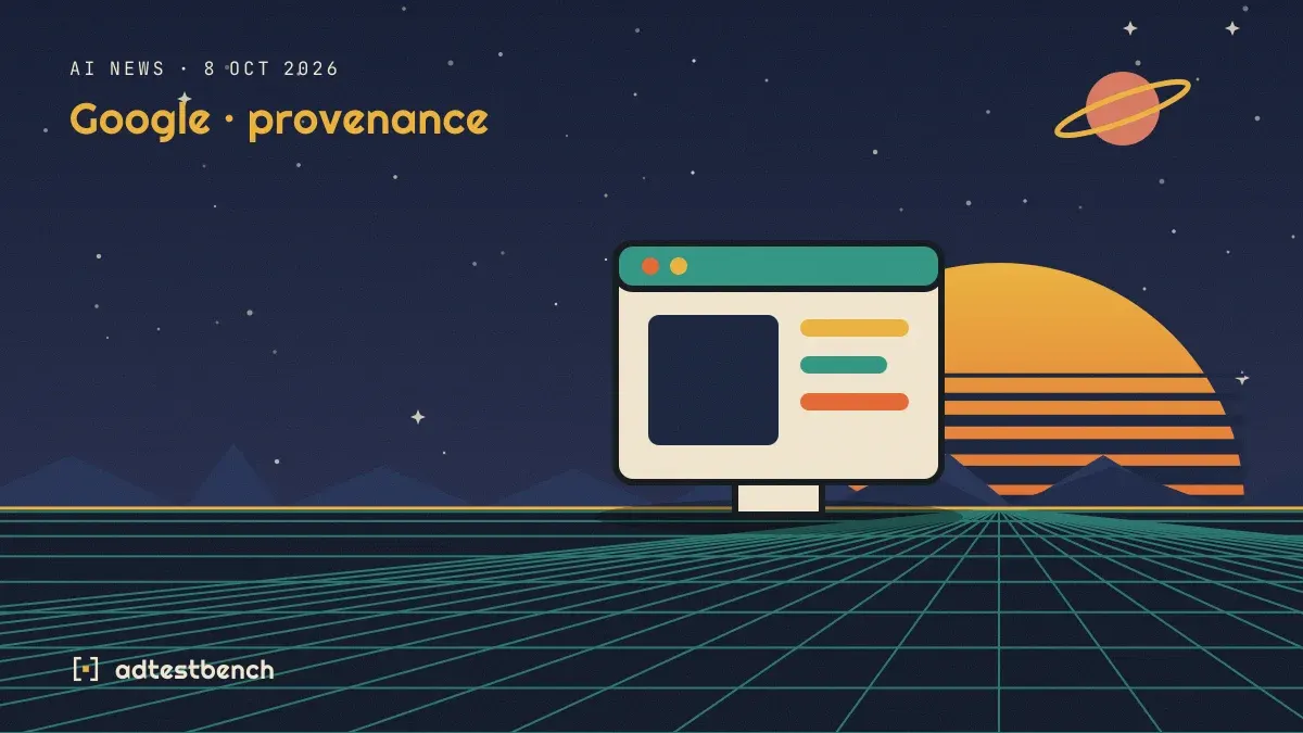 Retro-futurist illustration: a striped sunset over a grid horizon under a starry sky, with a picture window standing on the horizon.