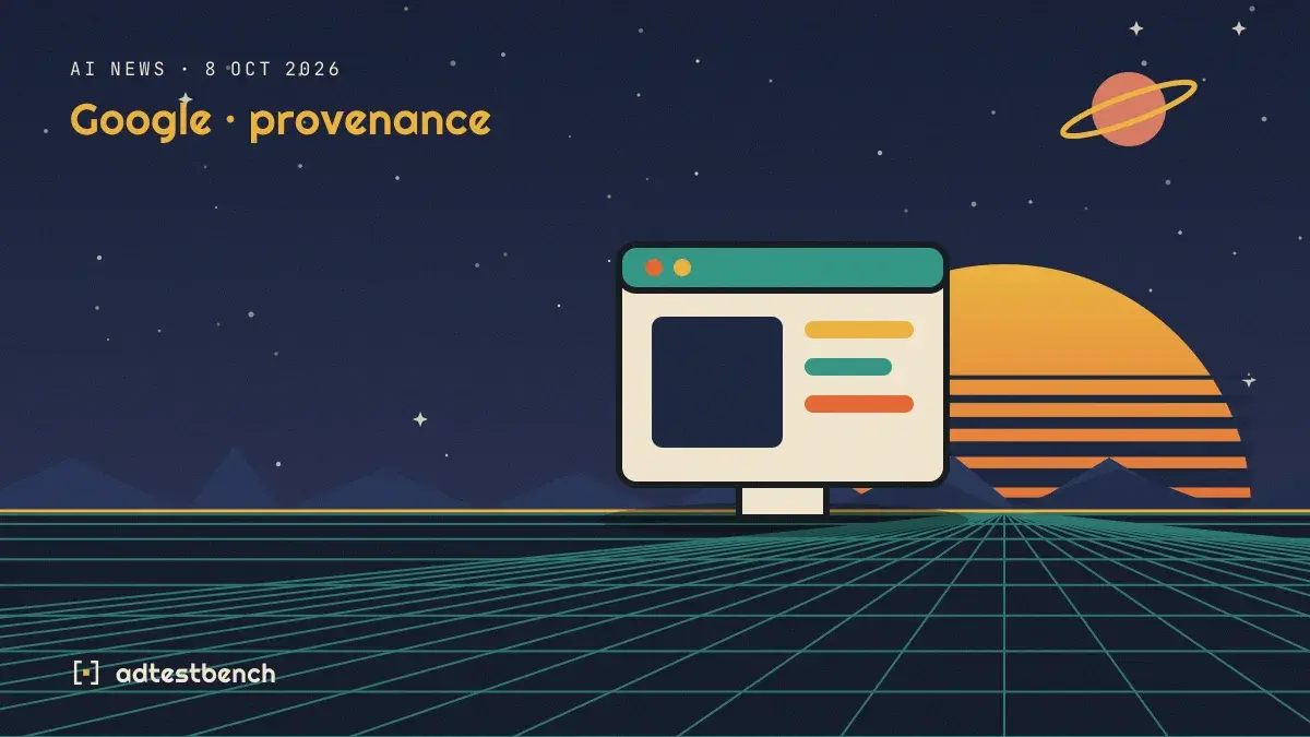 Retro-futurist illustration: a striped sunset over a grid horizon under a starry sky, with a picture window standing on the horizon.