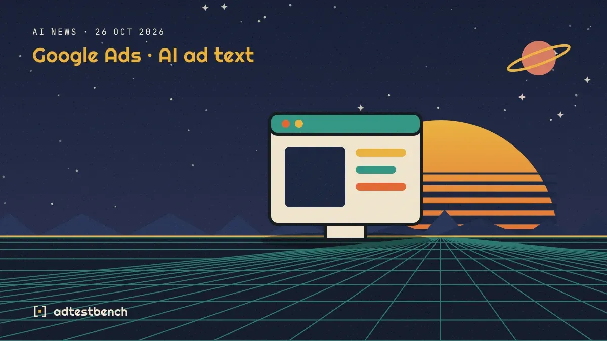 Retro-futuristische Illustration: ein gestreifter Sonnenuntergang über einem Gitterhorizont unter einem Sternenhimmel, mit einem Software-Fenster am Horizont.