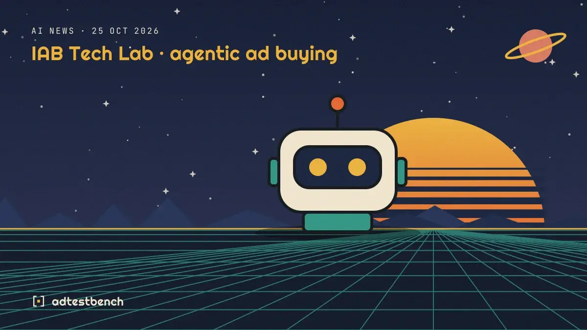 Retro-futurist illustration: a striped sunset over a grid horizon under a starry sky, with a robot head standing on the horizon.
