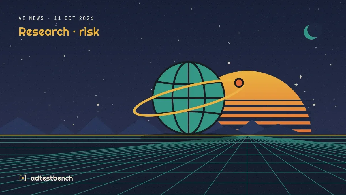 Retro-futurist illustration: a striped sunset over a grid horizon under a starry sky, with a ringed globe standing on the horizon.