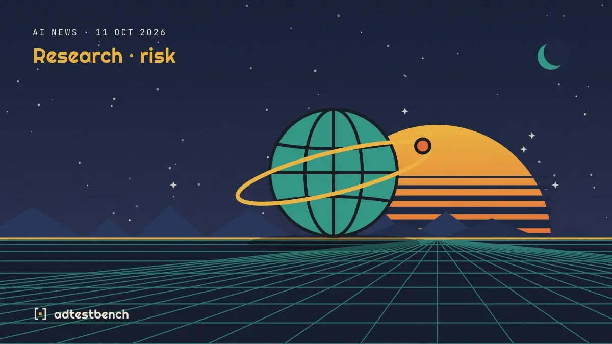 Retro-futurist illustration: a striped sunset over a grid horizon under a starry sky, with a ringed globe standing on the horizon.