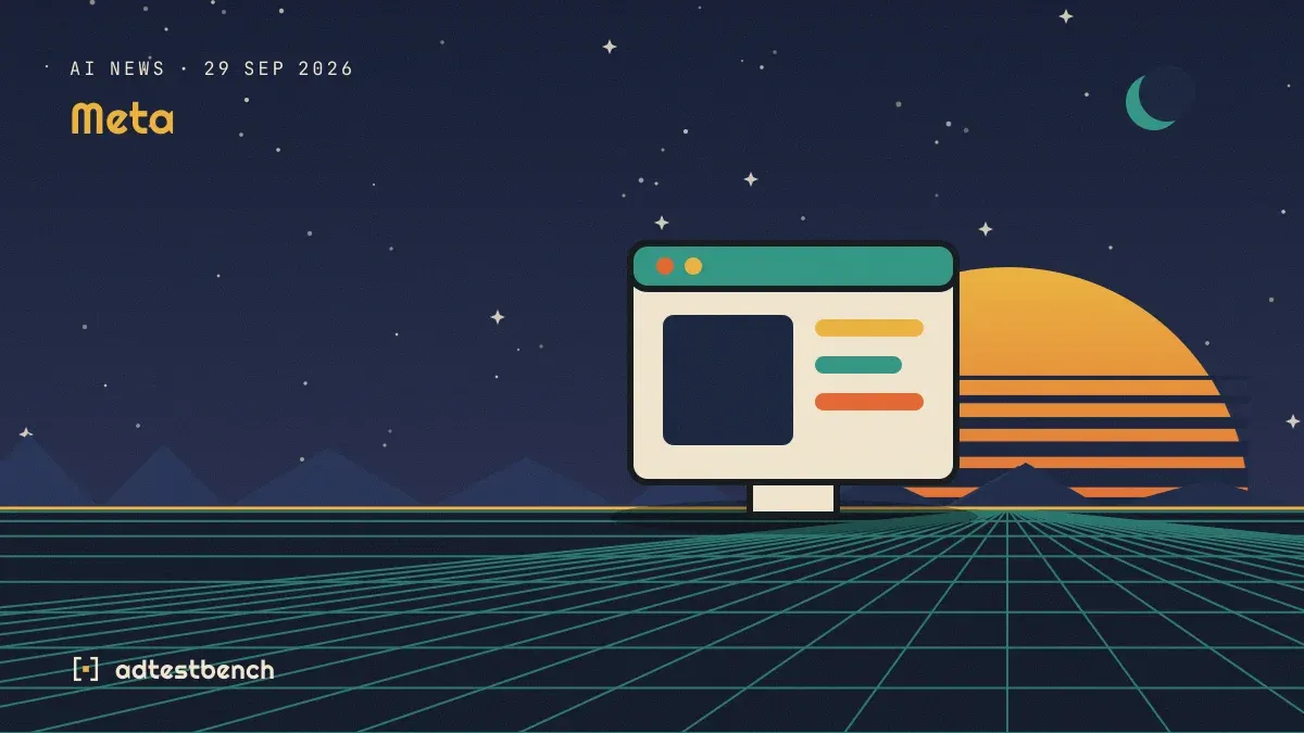Retro-futurist illustration: a striped sunset over a grid horizon under a starry sky, with a software window standing on the horizon.