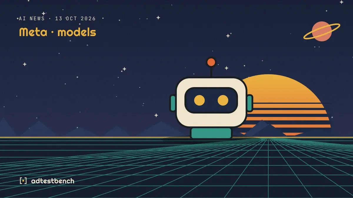 Retro-futurist illustration: a striped sunset over a grid horizon under a starry sky, with a robot motif standing on the horizon.