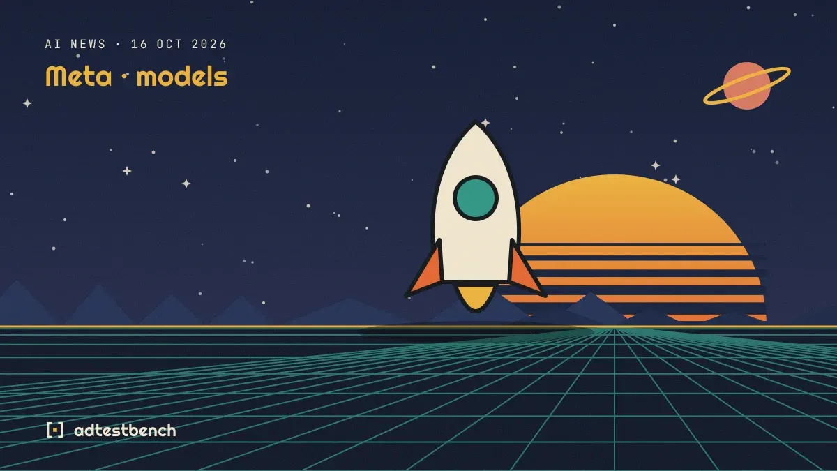 Retro-futurist illustration: a striped sunset over a grid horizon under a starry sky, with a rocket motif standing on the horizon.