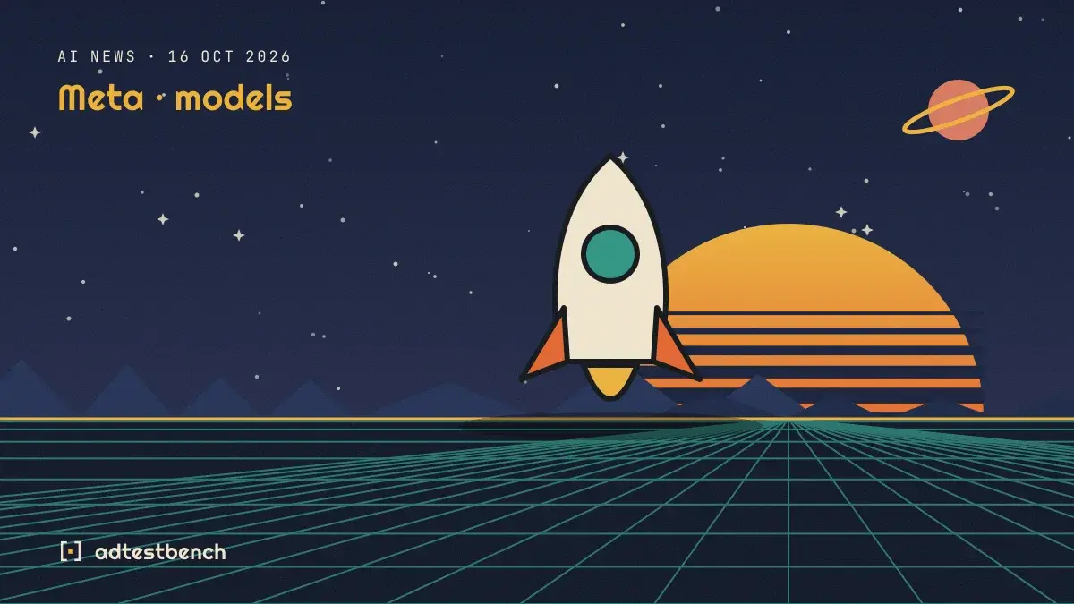 Retro-futurist illustration: a striped sunset over a grid horizon under a starry sky, with a rocket motif standing on the horizon.