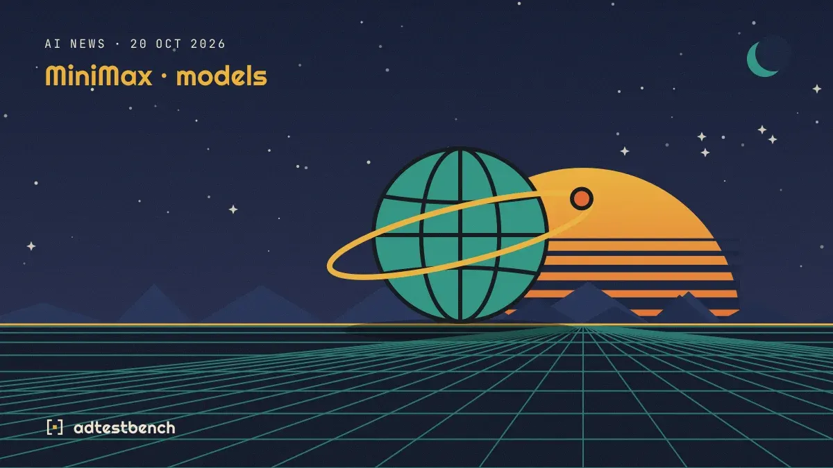 Retro-futurist illustration: a striped sunset over a grid horizon under a starry sky, with a globe motif standing on the horizon.