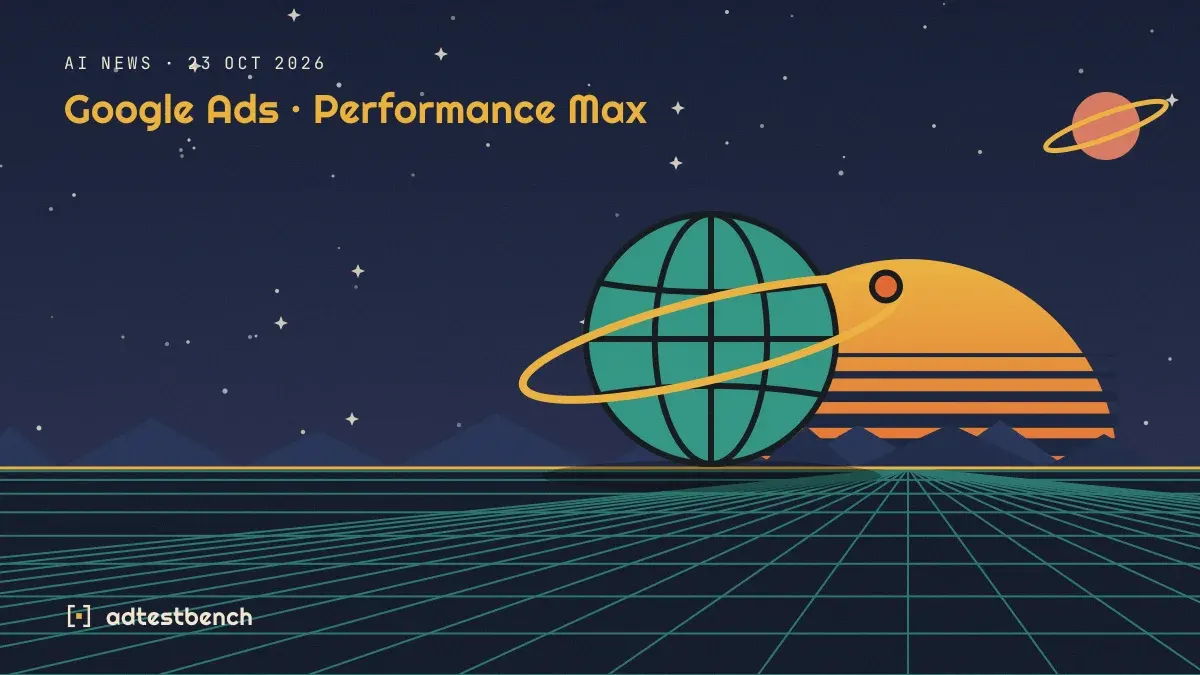 Retro-futurist illustration: a striped sunset over a grid horizon under a starry sky, with a ringed globe standing on the horizon.