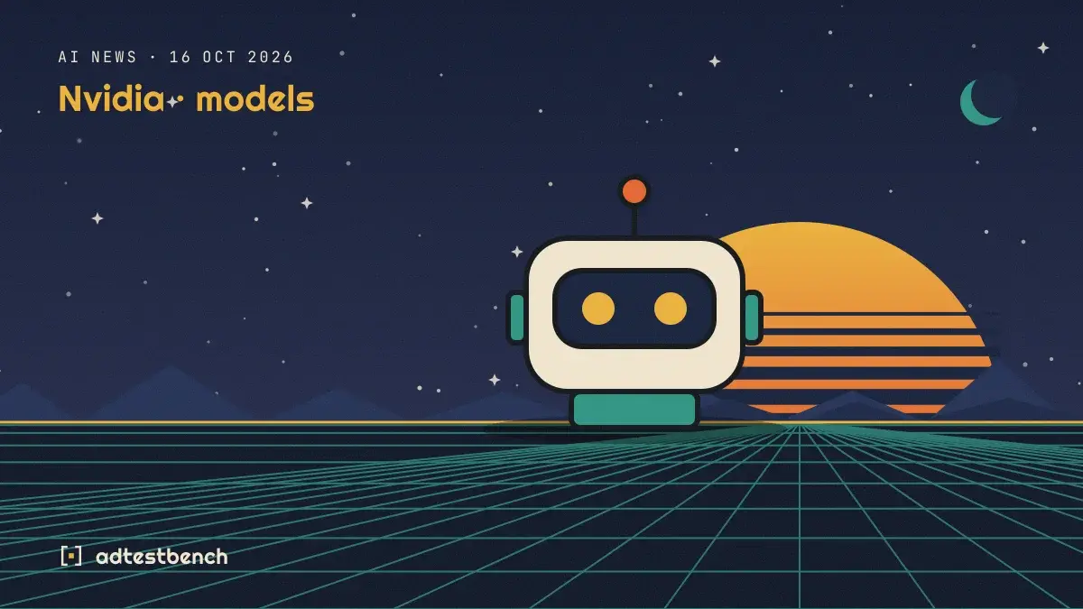 Retro-futurist illustration: a striped sunset over a grid horizon under a starry sky, with a robot motif standing on the horizon.
