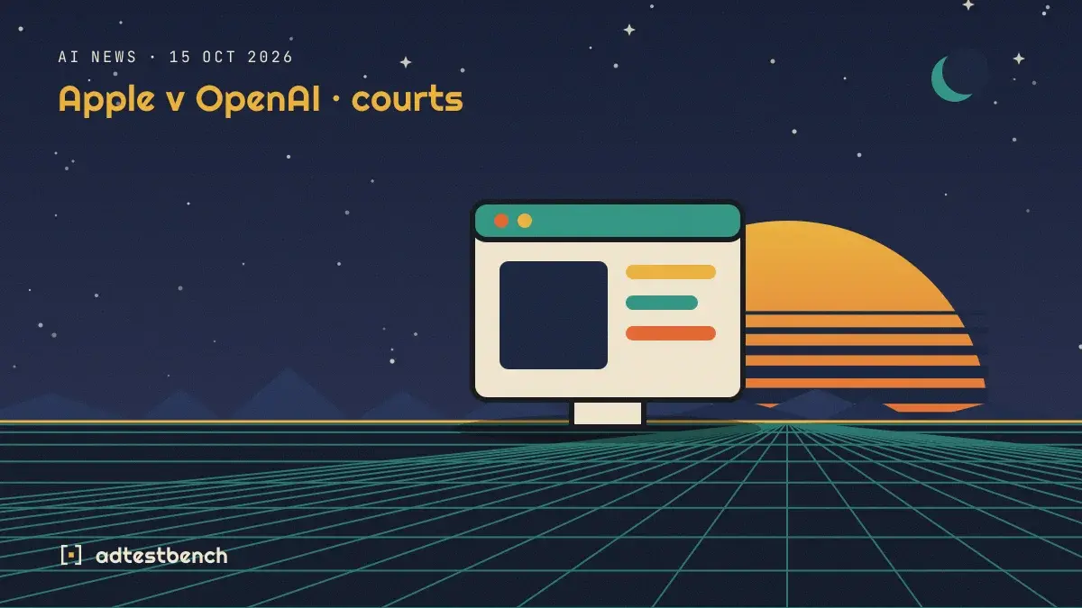 Retro-futurist illustration: a striped sunset over a grid horizon under a starry sky, with a window motif standing on the horizon.