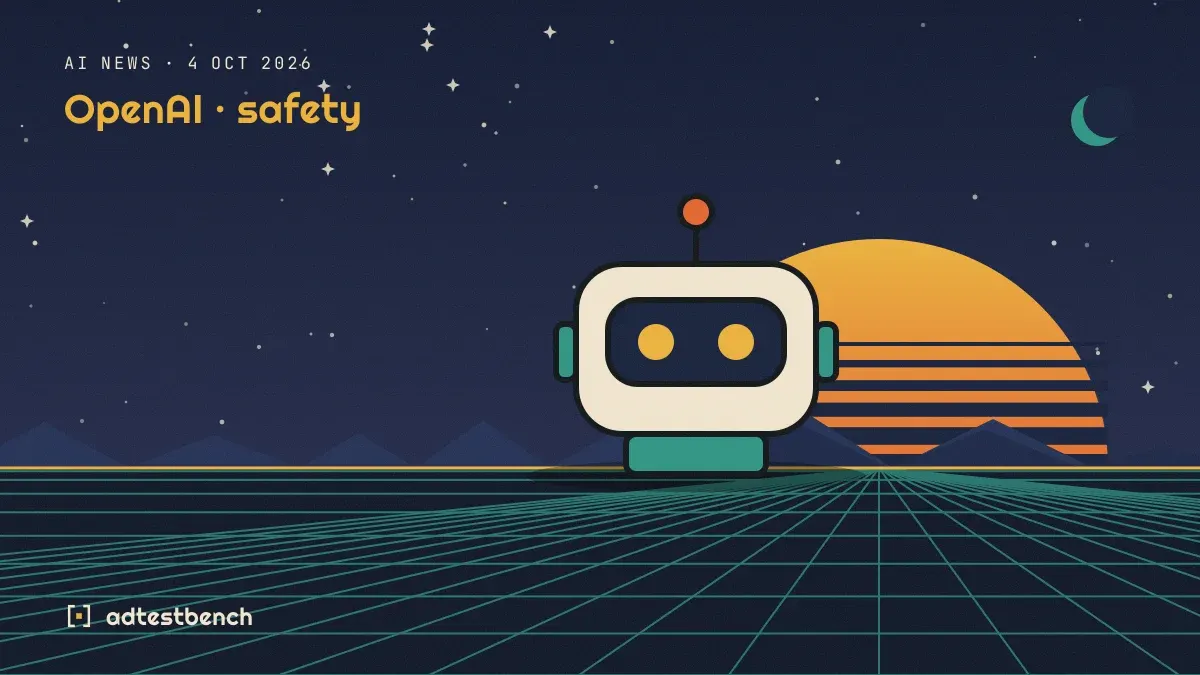 Retro-futurist illustration: a striped sunset over a grid horizon under a starry sky, with a robot head standing on the horizon.