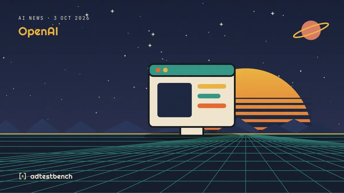 Retro-futurist illustration: a striped sunset over a grid horizon under a starry sky, with a browser window standing on the horizon.