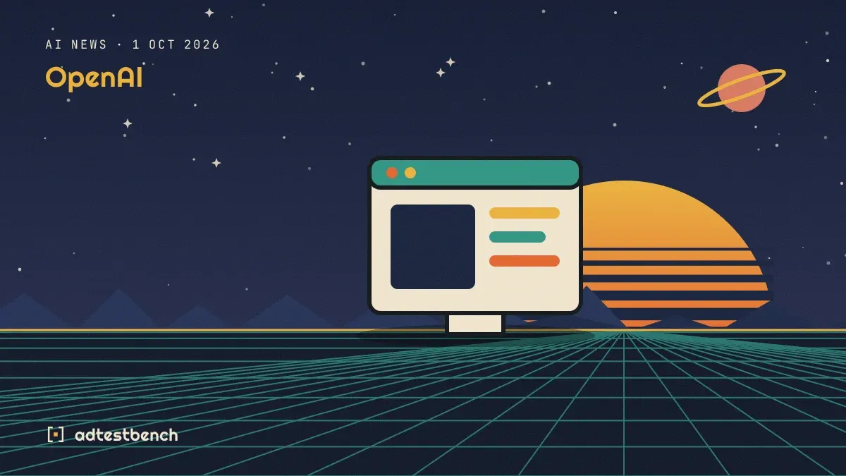 Retro-futurist illustration: a striped sunset over a grid horizon under a starry sky, with a software window standing on the horizon.