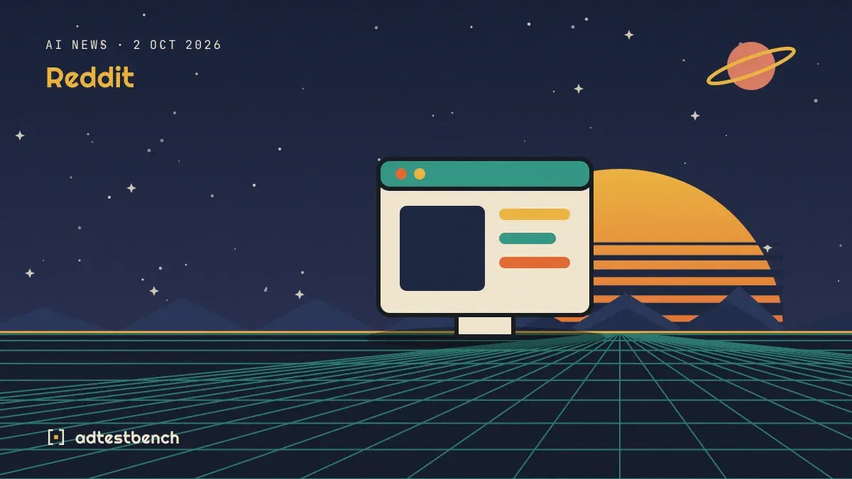 Retro-futurist illustration: a striped sunset over a grid horizon under a starry sky, with a window standing on the horizon.