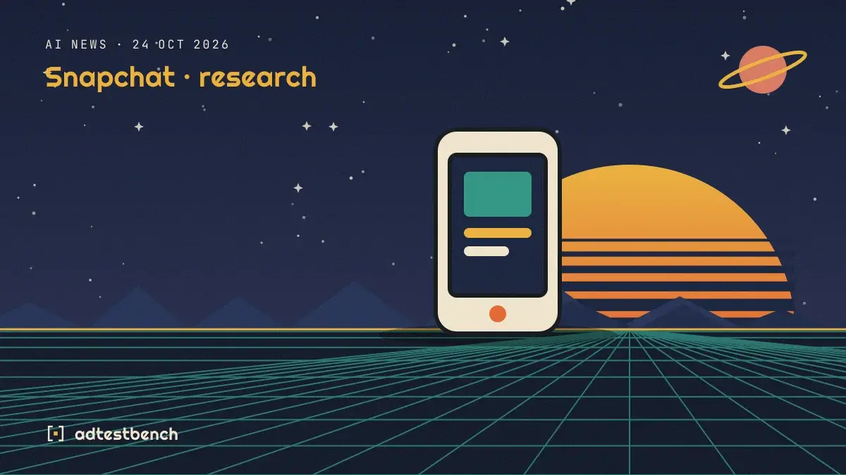 Retro-futurist illustration: a striped sunset over a grid horizon under a starry sky, with a smartphone showing an app standing on the horizon.