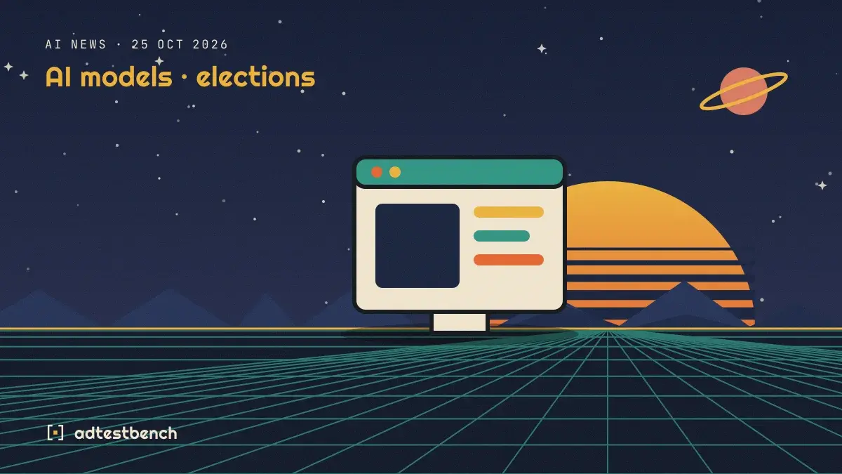 Retro-futurist illustration: a striped sunset over a grid horizon under a starry sky, with a software window standing on the horizon.