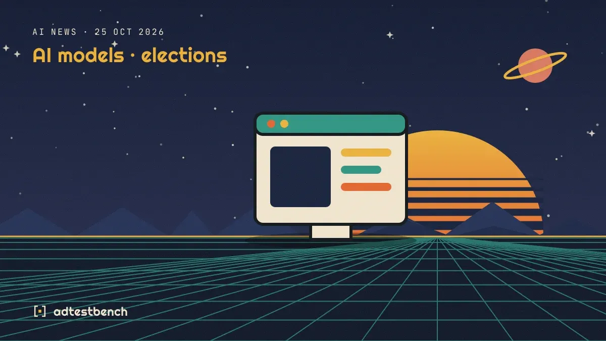 Retro-futurist illustration: a striped sunset over a grid horizon under a starry sky, with a software window standing on the horizon.