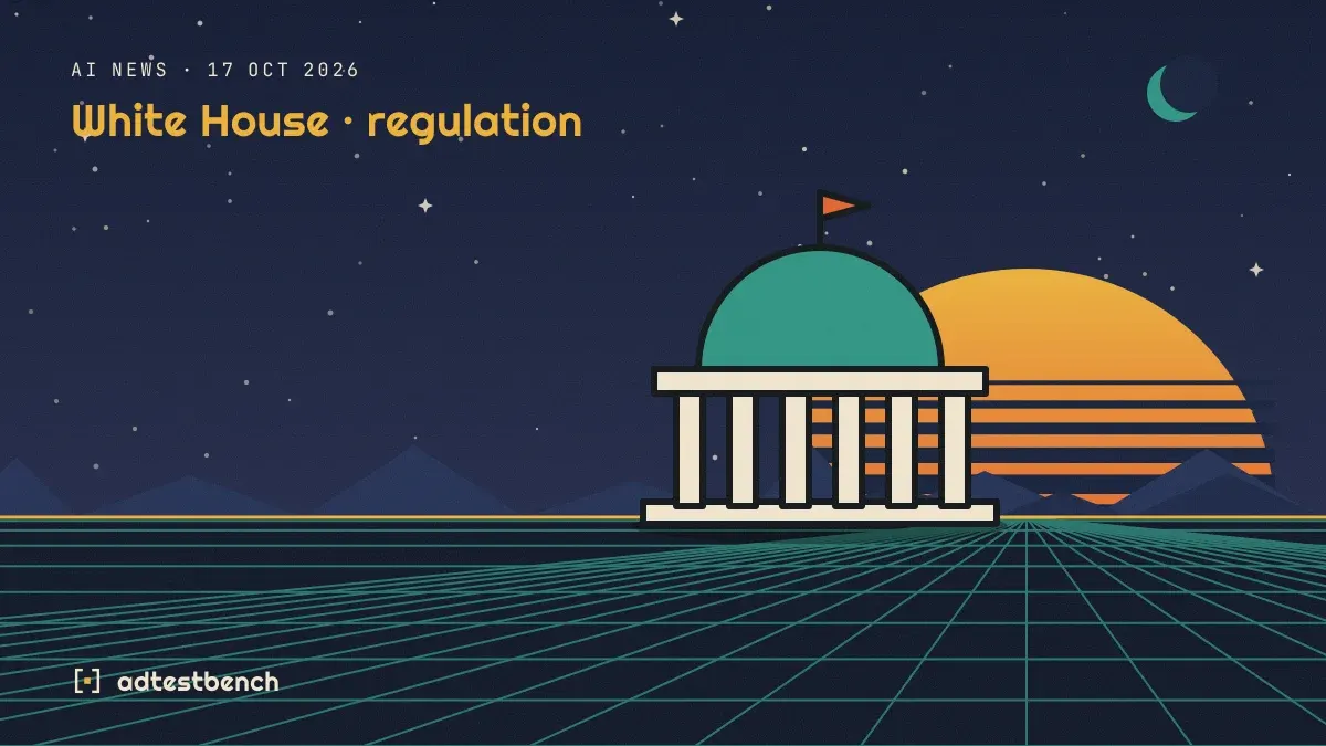 Retro-futurist illustration: a striped sunset over a grid horizon under a starry sky, with a dome motif standing on the horizon.