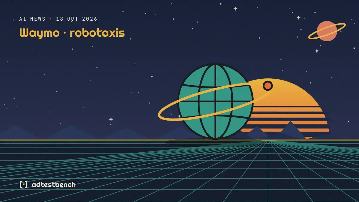 Retro-futurist illustration: a striped sunset over a grid horizon under a starry sky, with a globe motif standing on the horizon.